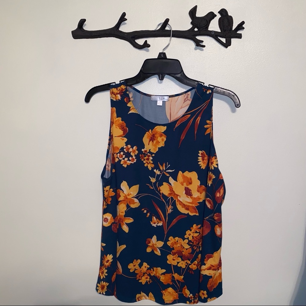Nine Britton Turquoise Tank Top with Flowers